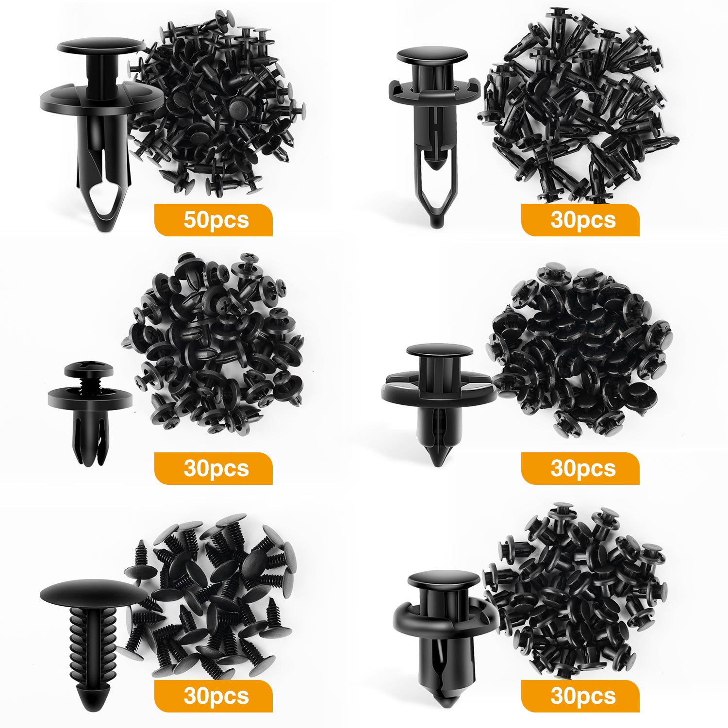 200 Pcs Push Bumper Fastener Rivet Clips with 6 Size Auto Body Retainer Clips Bumpers for GM, Ford & Ch