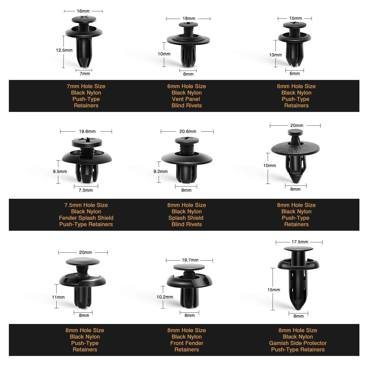 190 Pcs Car Retainer Retaining Clips For Toyota, Honda, Nissan, Mazda