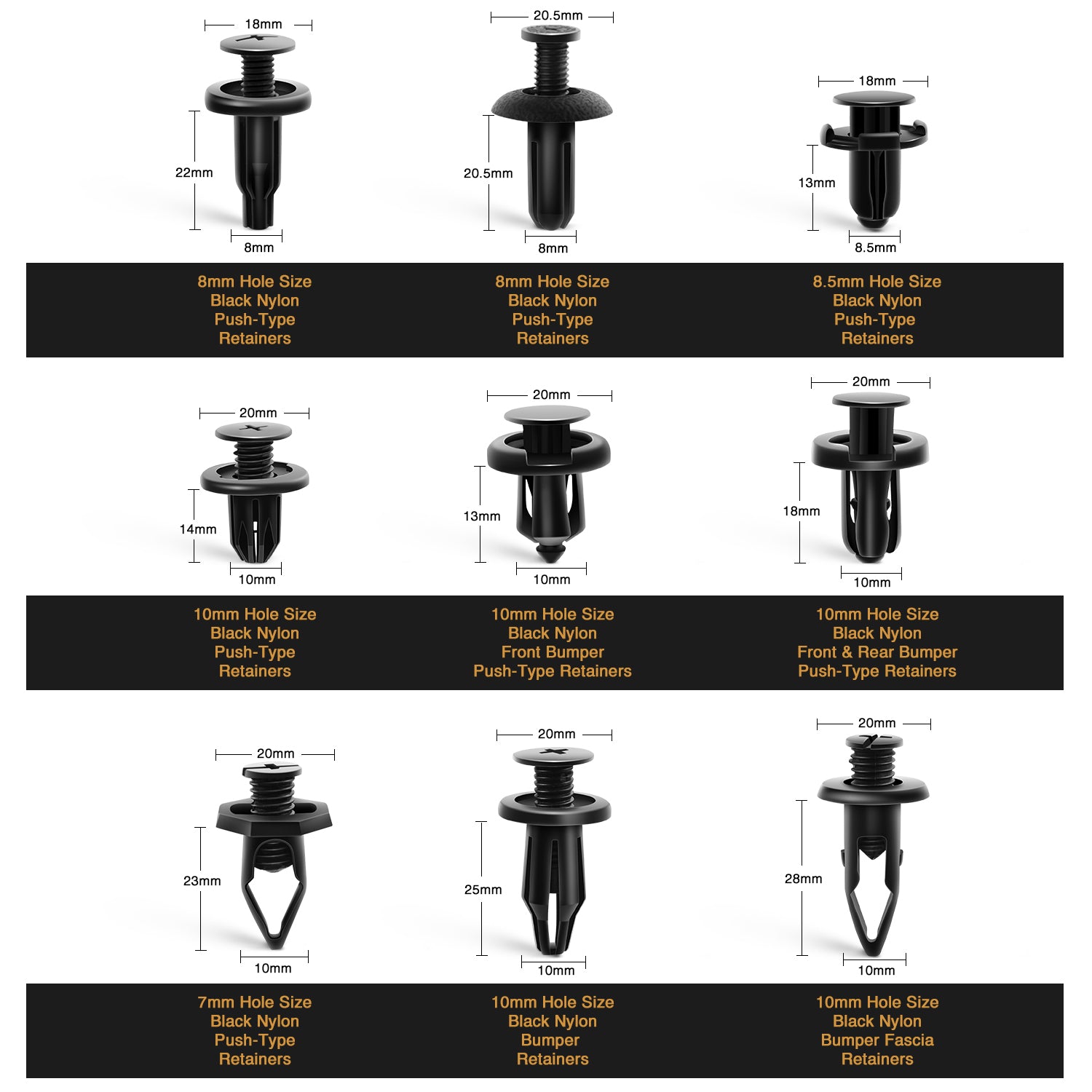 190 Pcs Car Retainer Retaining Clips For Toyota, Honda, Nissan, Mazda