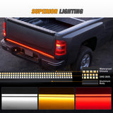 60" Aluminum Frame Amber led Light Strip Triple Row Tail Light w/Sequential Amber Turn Signal Strobe Lights Red Running Brake Lights White Reverse