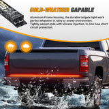 60" Aluminum Frame Amber led Light Strip Triple Row Tail Light w/Sequential Amber Turn Signal Strobe Lights Red Running Brake Lights White Reverse