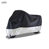 GOOACC Universal Waterproof & UV-Proof Motorcycle Cover, Heavy Duty Windproof Dustproof Motorcycle Full Body Cover with Lock Holes & Elastic Band, Fits Most Sport, Cruiser & Touring Motorcycles, Motorcycle Protection Accessories