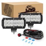 2PCS 36W 6.5Inch Flood LED Light Bar W/ 16AWG Wiring Harness-2 Leads