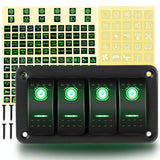 4 Gang Aluminum Rocker Switch Panel Green