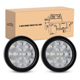 4" Round Trailer Tail Light 12LED White w/Surface Mount (Pair)