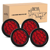 4" Round Trailer Tail Light 12LED Red w/Surface Mount (4 Pcs)