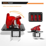 3 Gang Toggle Switch 12V Rocker Switch Panel with LED Light Red