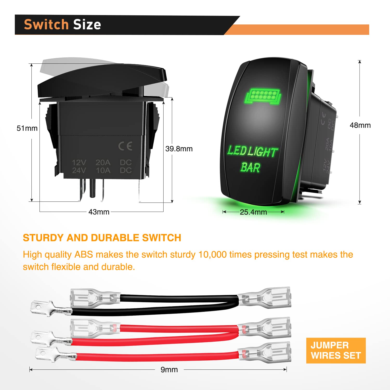 5Pin On Off LED Light Bar Rocker Switch Green