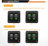 2 Gang LED Light Bar Rear Lights Rocker Switch Panel Green