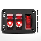 3 Gang Toggle Switch 12V Rocker Switch Panel with LED Light Red