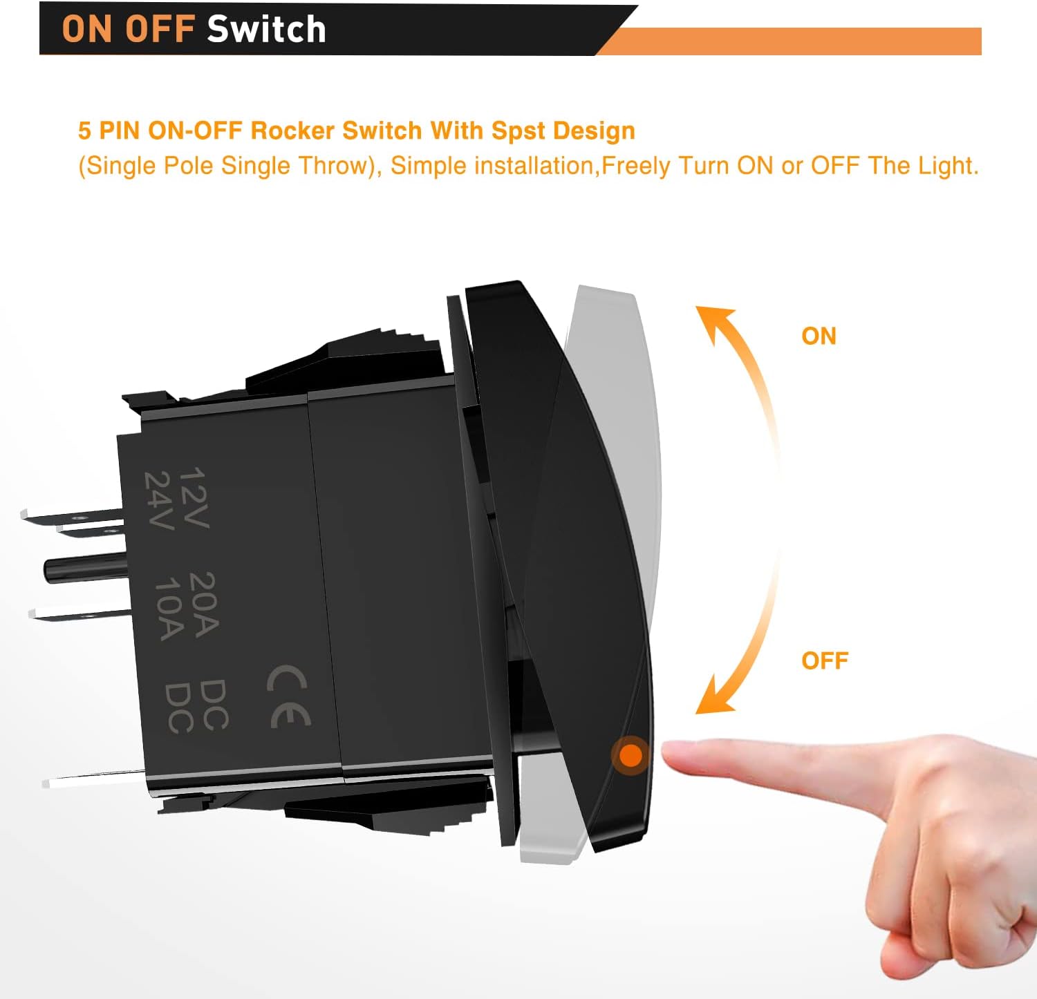 5Pin On Off Roof Light Bar Rocker Switch Blue – gooacc
