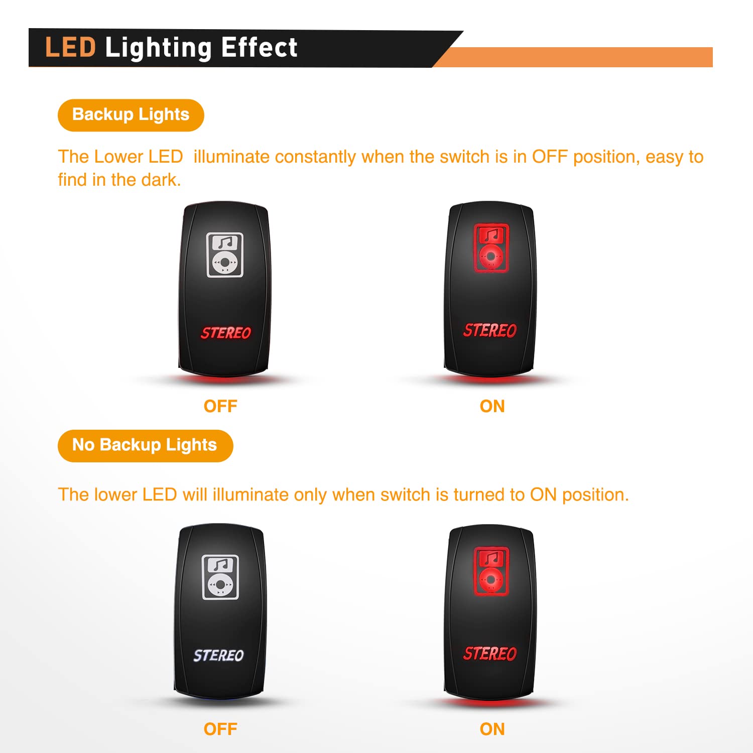 5Pin On Off Stereo Rocker Switch Red – gooacc