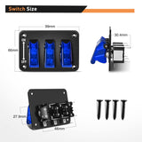 3 Gang Toggle Switch 12V Rocker Switch Panel with LED Light Blue