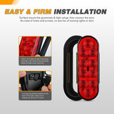 6" Oval 10Leds Red Trailer Tail Light (4 Pcs)