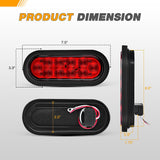 6" Oval Trailer Tail Light 2PCS 10LED Red Stop Brake Turn Signals Lights w/Surface Mount Grommets Plugs Mounting Brackets