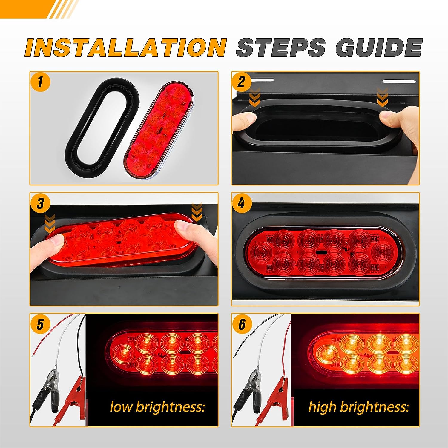 6" Oval 10Leds Red Trailer Tail Light (Pair)