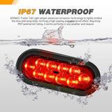 6" Oval 10Leds Red Trailer Tail Light (4 Pcs)