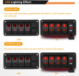 4 Gang Aluminum Rocker Switch Panel Red with 4.8 Amp Dual USB Charger Voltmeter