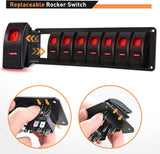 8 Gang Aluminum Rocker Switch Panel Red