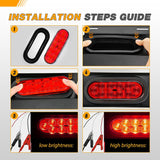 6" Oval 10Leds Red Trailer Tail Light (4 Pcs)