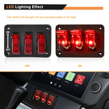 3 Gang Toggle Switch 12V Rocker Switch Panel with LED Light Red