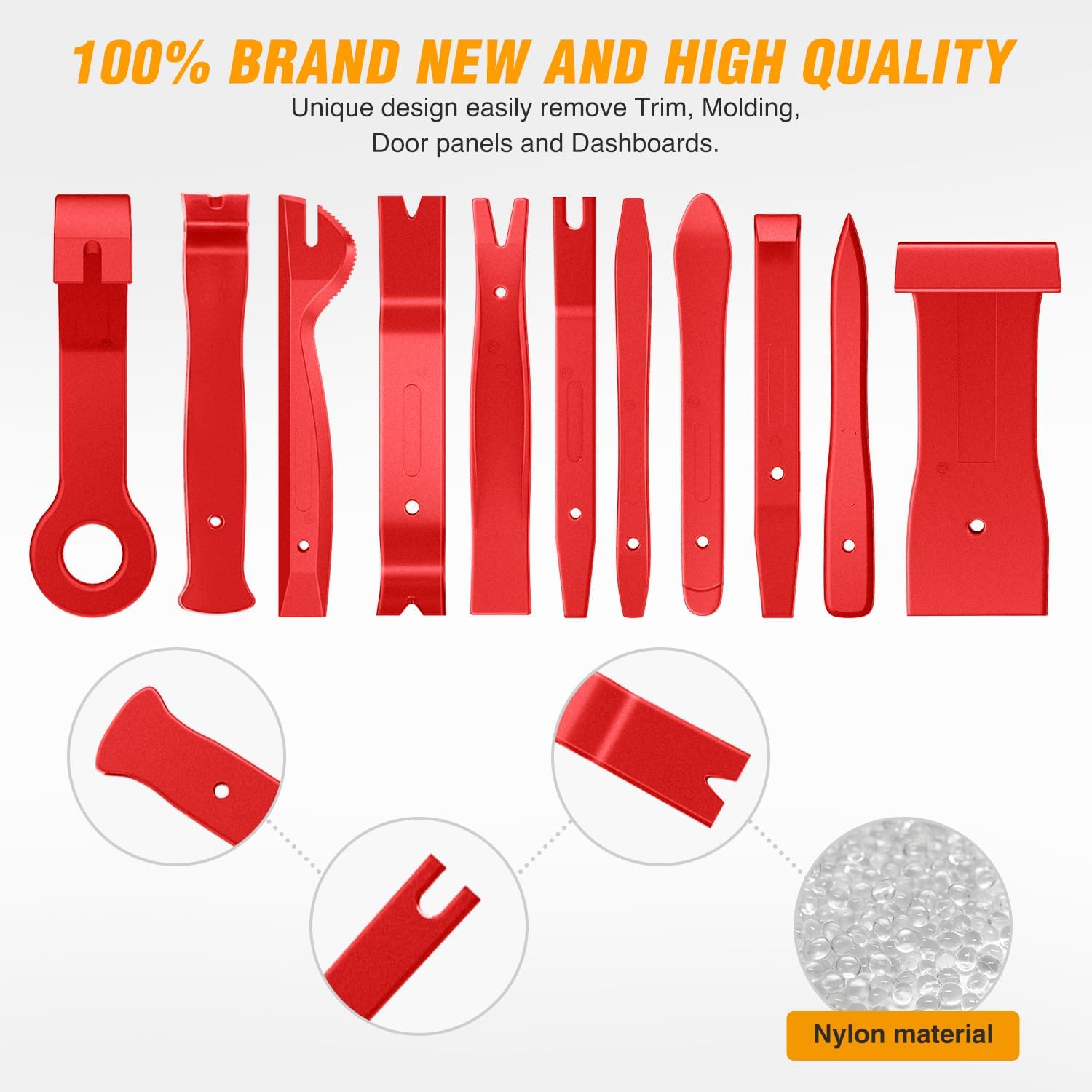 11 Pcs Nylon Auto Trim Removal Tool Kit Red
