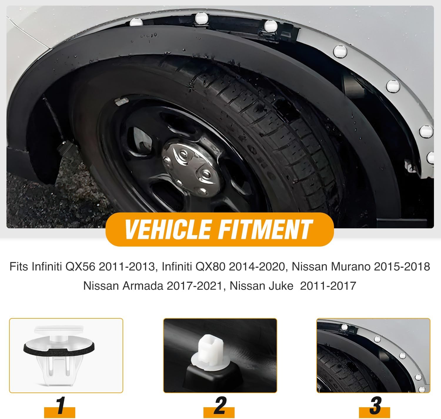 10 Exterior-Wheel Fender Flare Molding Clip With Sealer For Nissan & Infiniti - Foto 10