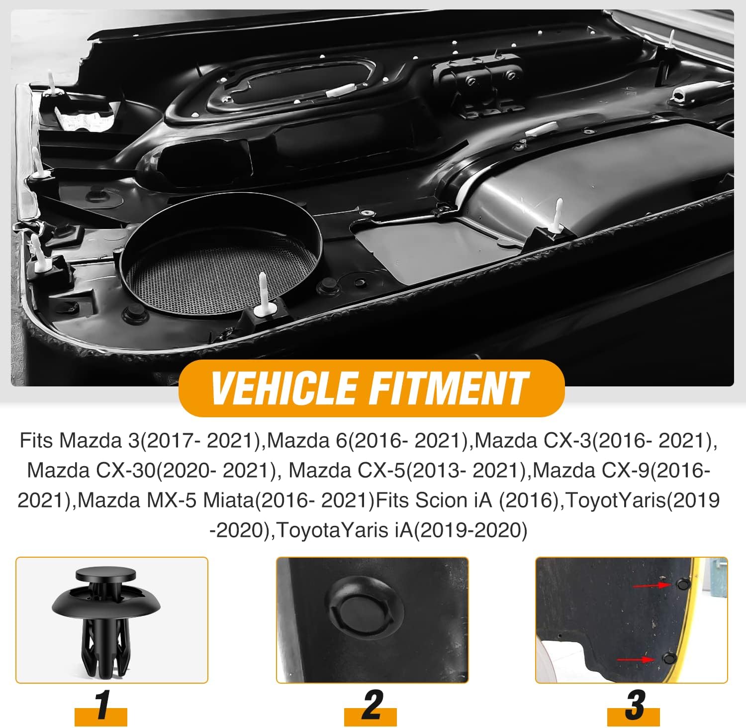 50 Pcs Bumper, Engine Cover, Fender & Quarter Panel Push-Type Retainer for Mazda B45A-56-146A,Mazda 3, 5, 6, CX-3, CX-5, CX-9 & MX-5 Miata 2012 - ;Toyota 90118-WB048: Scion iA 2016-