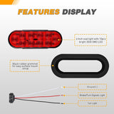 6" Oval 10Leds Red Trailer Tail Light (4 Pcs)