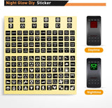 6 Packs Night Glow Stickers 5 PIN SPST Rocker Switches with Red Backlit 12V 24V