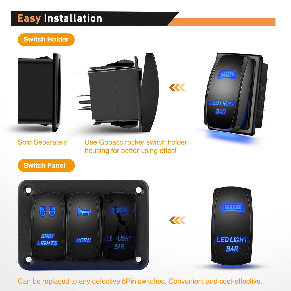 5Pin On Off LED Light Bar Rocker Switch Blue – gooacc