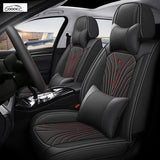 GOOACC Universal Full Surround Car Seat Cushion Set, All-Season Breathable Leather Car Seat Cover, Custom Fit Car Seat Pad with Multiple Colors Available for Most Car Models