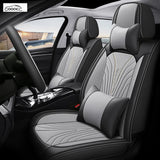 GOOACC Universal Full Surround Car Seat Cushion Set, All-Season Breathable Leather Car Seat Cover, Custom Fit Car Seat Pad with Multiple Colors Available for Most Car Models