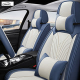 GOOACC Universal Full Surround Car Seat Cushion Set, All-Season Breathable Leather Car Seat Cover, Custom Fit Car Seat Pad with Multiple Colors Available for Most Car Models
