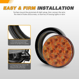 4" Round Trailer Tail Light 12LED Amber w/Surface Mount (Pair)