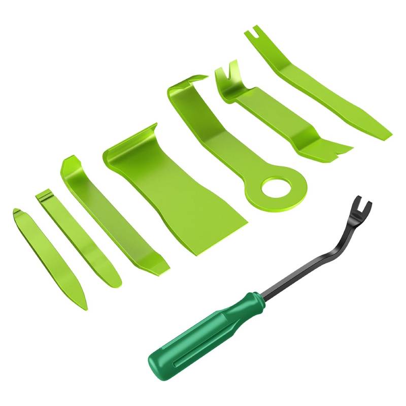 GOOACC 8PCS Auto Trim Removal Tool Kit No-Scratch Tool Kit for Car Audio Dash Panel Window Molding Fastener Remover Tool Kit-Green