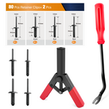 GOOACC 82Pcs Plastic Rivet Gun Set with Fastener Remover Pop Rivet Assortment - for All Plastic Rivets Safe Metal or Plastic Clips Removal for Installing and Removing Car Door Upholstery