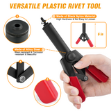 GOOACC 82Pcs Plastic Rivet Gun Set with Fastener Remover Pop Rivet Assortment - for All Plastic Rivets Safe Metal or Plastic Clips Removal for Installing and Removing Car Door Upholstery
