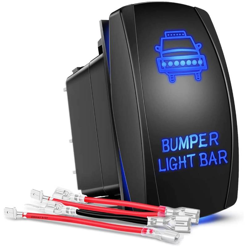 5Pin On Off Bumper Light Bar Rocker Switch Blue