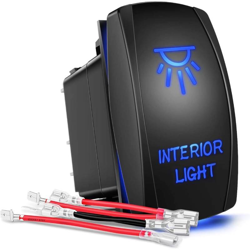 Interior Rocker Switch 5Pin On Off Interior Light Rocker Switch Blue – gooacc