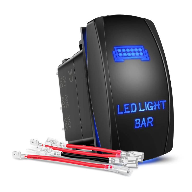 5Pin On Off LED Light Bar Rocker Switch Blue