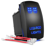 5Pin On Off LED POD Lights Rocker Switch Blue