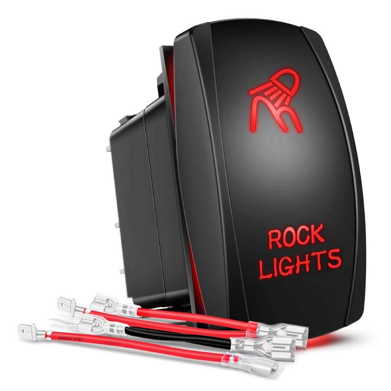 5Pin On Off Rock Lights Rocker Switch Red – gooacc