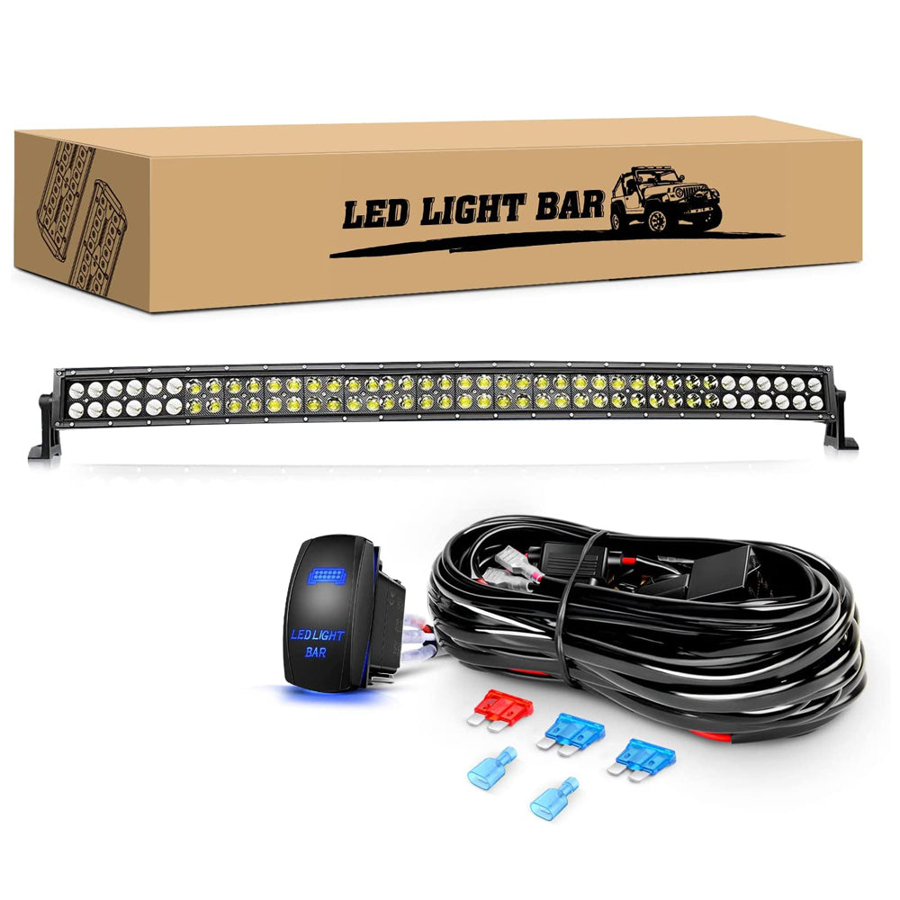 42 Inch 240W Curved Flood Spot Combo LED Light Bar with 14AWG 5Pin Roc ...