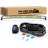 52 Inch Curved 783W 78000LM Triple Row Flood Spot Combo LED Light Bar with 12AWG 5Pin Rocker Switch Wiring Harness Kit
