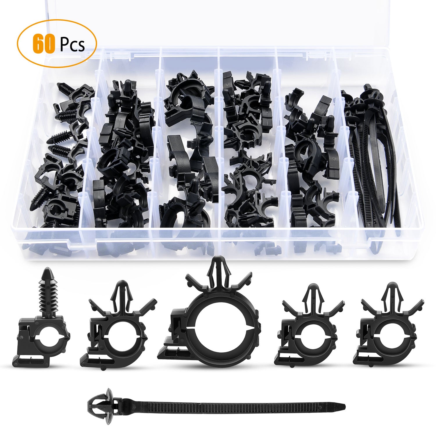 60 Pcs Car Wire Loom Routing Clips Assortment For Honda GM Mazda