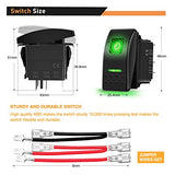 6 Packs Night Glow Stickers 5 PIN SPST Rocker Switches with Green Backlit 12V 24V