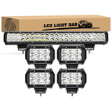 20 Inch 126W Combo Led Light Bar 4PCS 4Inch 18W Spot LED Pods