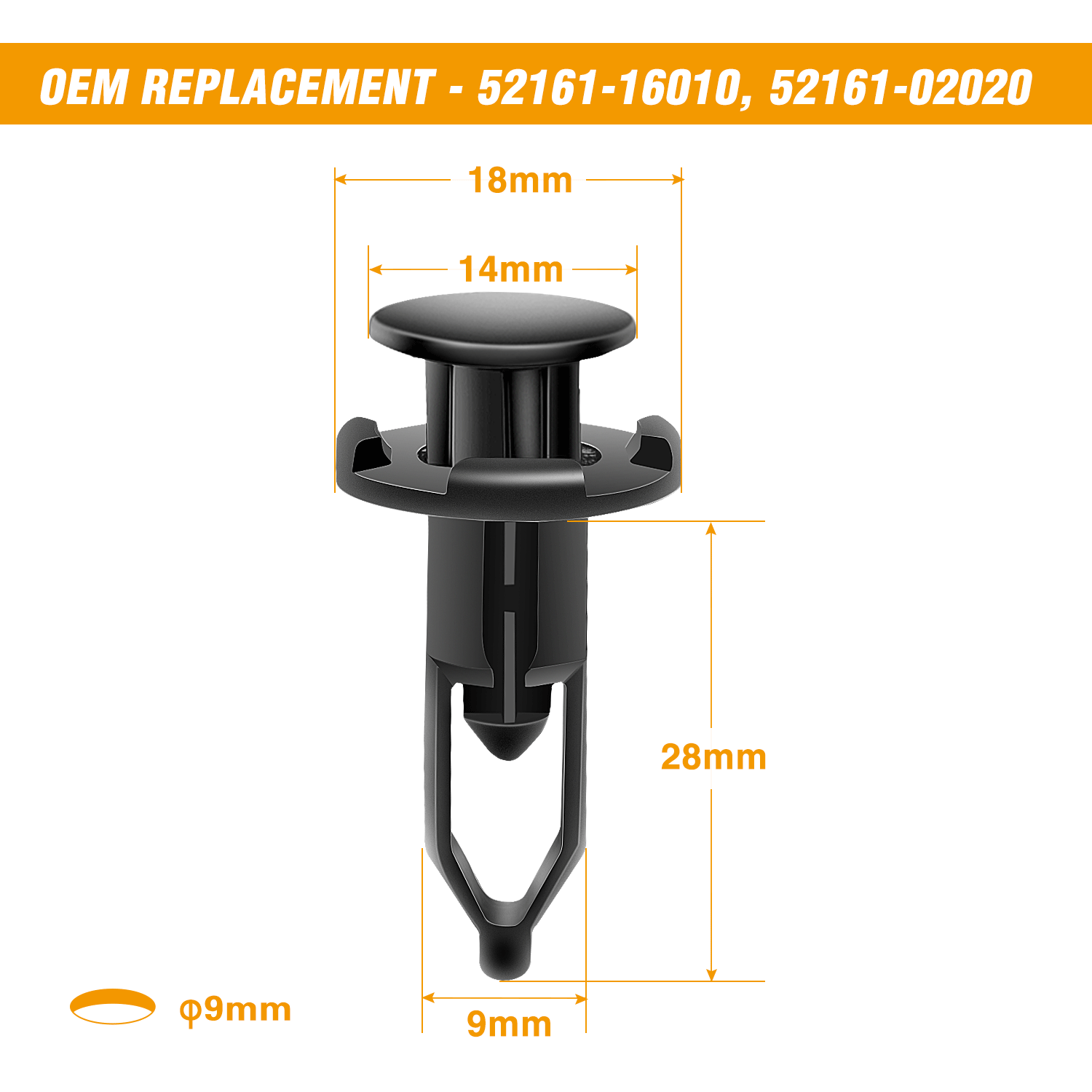 100-Pack 7mm Fender Push Clips – Plastic Retainer Rivets – Fits Toyota, Scion, Pontiac