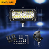 2 Pcs 6.5 Inch 120W Triple Row LED Pods Fog Light Mounting Bracket Horizontal Bar Tube Clamp with 16AWG Off Road Wiring Harness